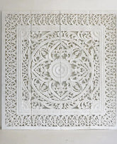 Hand Carved Large King Size Carved Headboard in All White 190cms